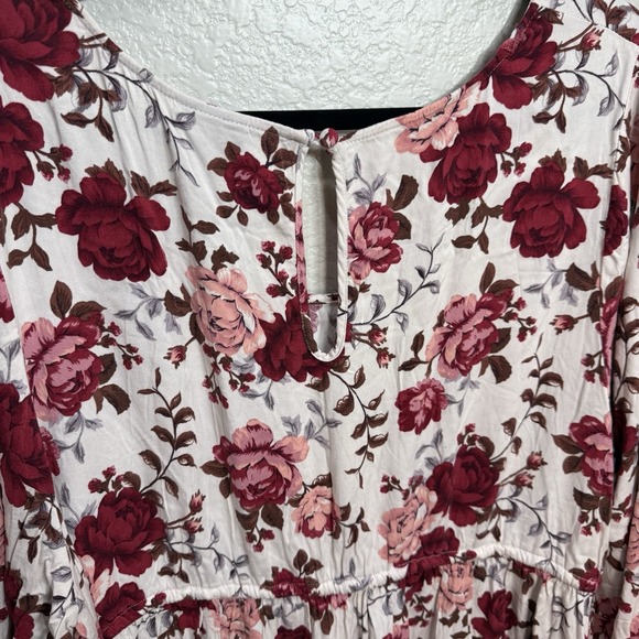 Torrid Dress Womens 4X Red Ivory Floral Skater Challis Fairy CottageCore - Picture 6 of 10